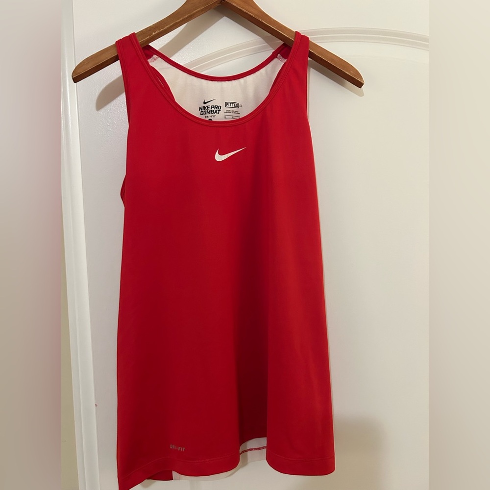 Nike Red Athletic Tank Top with White Swoosh